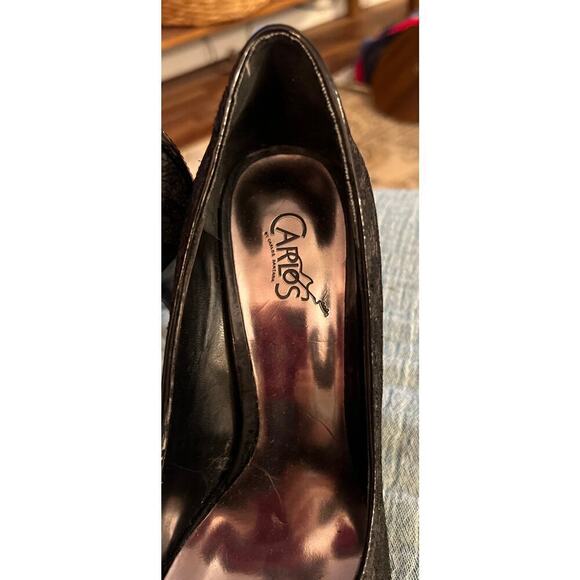 Carlos Santana Black Lace overlay peep toe heels sz 6 - Picture 4 of 5